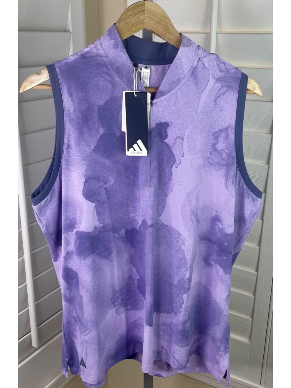 Adidas Heat.Rdy Sleeveless Purple Watercolor Golf Polo Shirt JW1894, Women’s 2XL